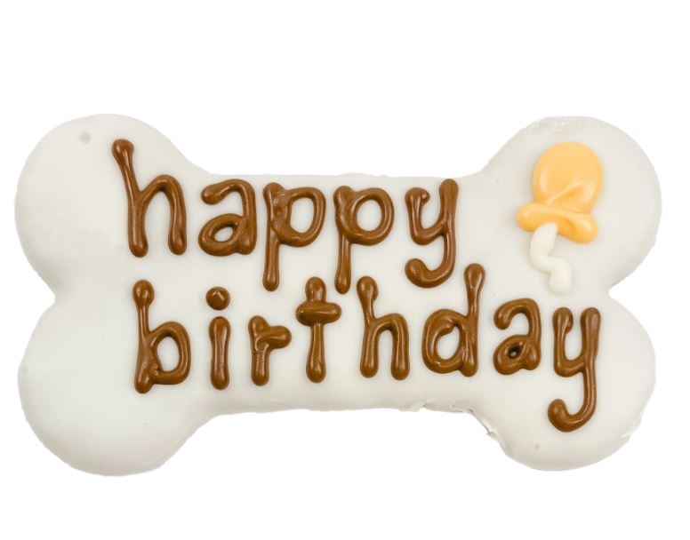 White Happy Birthday Bone - 10/Case